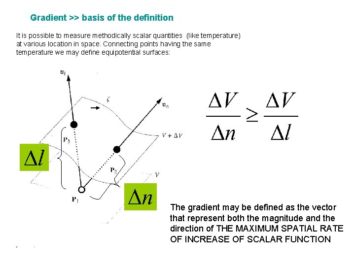 Gradient >> basis of the definition It is possible to measure methodically scalar quantities