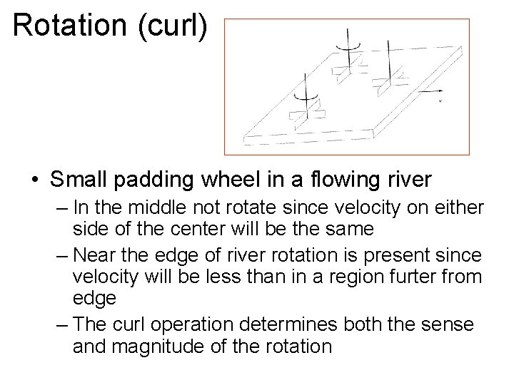 Rotation (curl) • Small padding wheel in a flowing river – In the middle