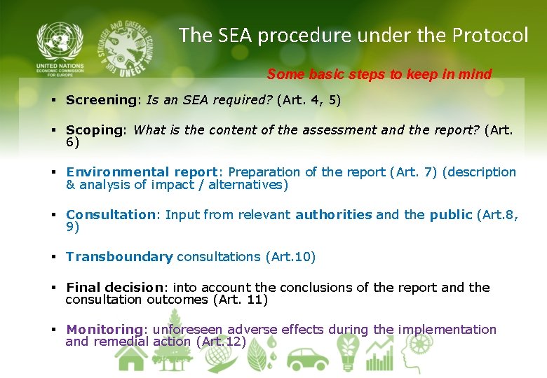 The SEA procedure under the Protocol Some basic steps to keep in mind §