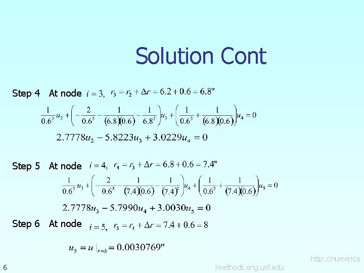 Solution Cont Step 4 At node Step 5 At node Step 6 At node