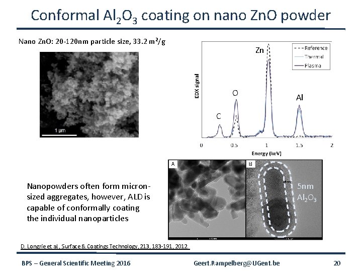 Conformal Al 2 O 3 coating on nano Zn. O powder Nano Zn. O: