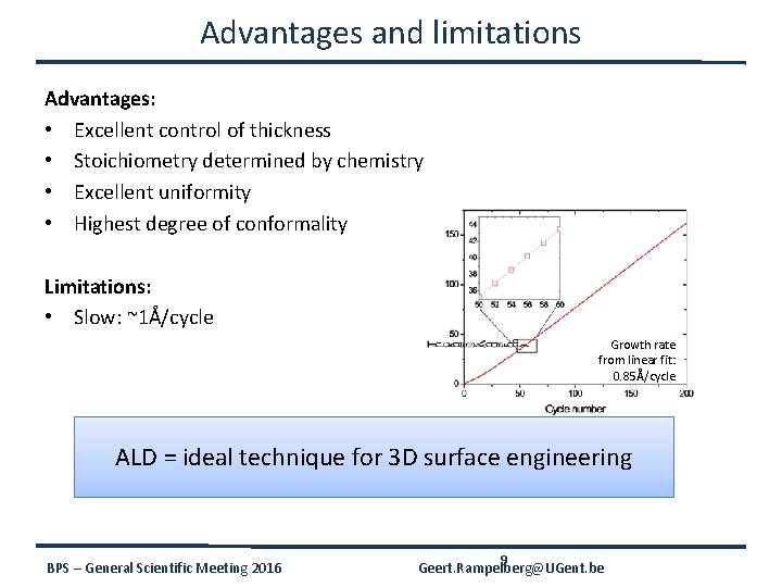 Advantages and limitations Advantages: • Excellent control of thickness • Stoichiometry determined by chemistry