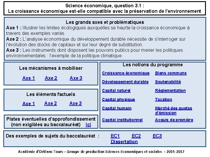 Science économique, question 3. 1 : La croissance économique est-elle compatible avec la préservation