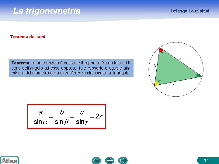 La trigonometria I triangoli qualsiasi Teorema dei seni Teorema. In un triangolo è costante