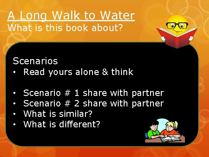 A Long Walk to Water What is this book about? Scenarios • Read yours A Long Walk to Water What is this book about? Scenarios • Read yours