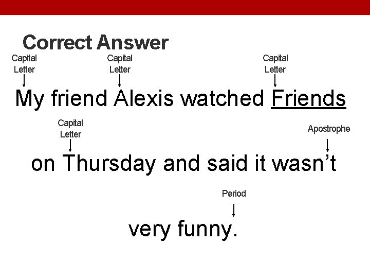 Correct Answer Capital Letter My friend Alexis watched Friends Capital Letter Apostrophe on Thursday