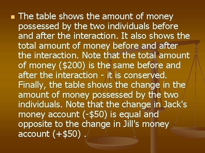 n The table shows the amount of money possessed by the two individuals before