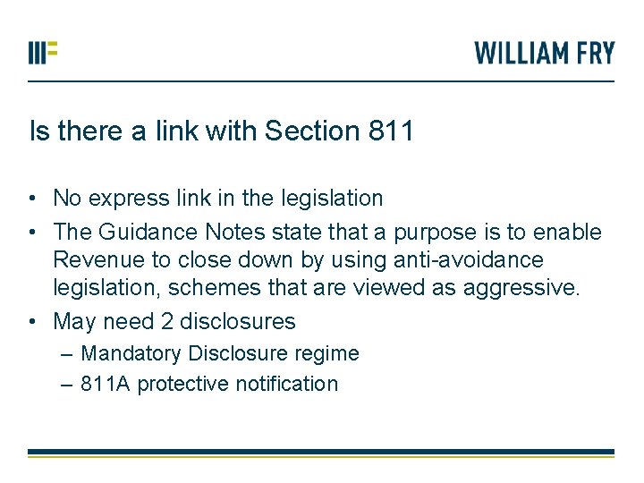 Is there a link with Section 811 • No express link in the legislation