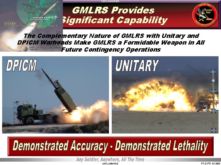 UNCLASSIFIED GMLRS Provides Significant Capability The Complementary Nature of GMLRS with Unitary and DPICM UNCLASSIFIED GMLRS Provides Significant Capability The Complementary Nature of GMLRS with Unitary and DPICM