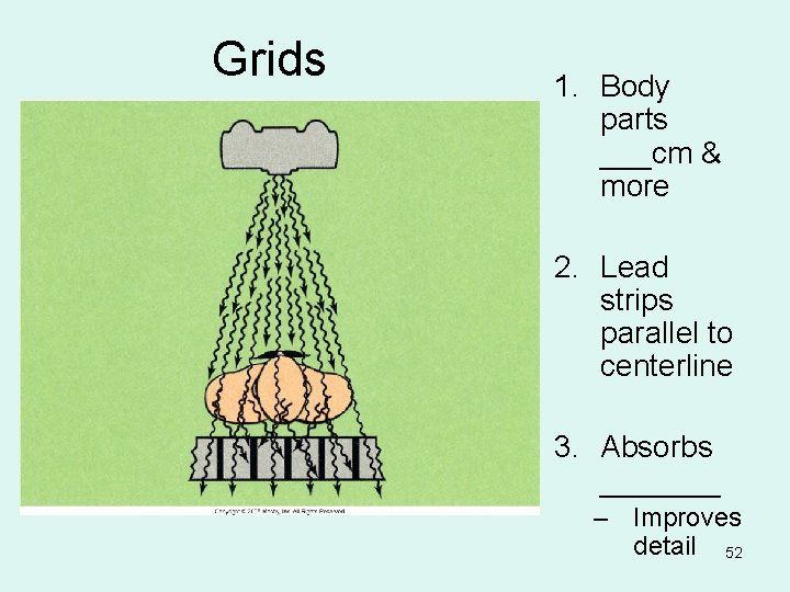 Grids 1. Body parts ___cm & more 2. Lead strips parallel to centerline 3.