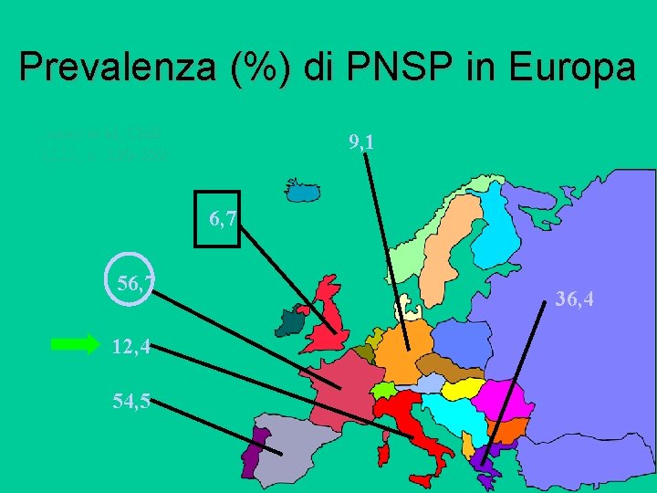 Prevalenza (%) di PNSP in Europa Jones et al, CMI 2003, 9: 590 -599