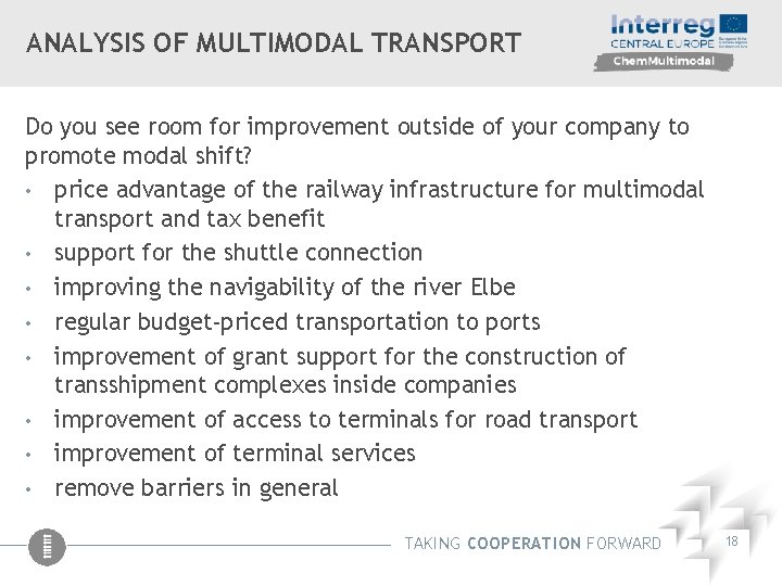 ANALYSIS OF MULTIMODAL TRANSPORT Do you see room for improvement outside of your company