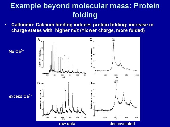 Example beyond molecular mass: Protein folding • Calbindin: Calcium binding induces protein folding: increase