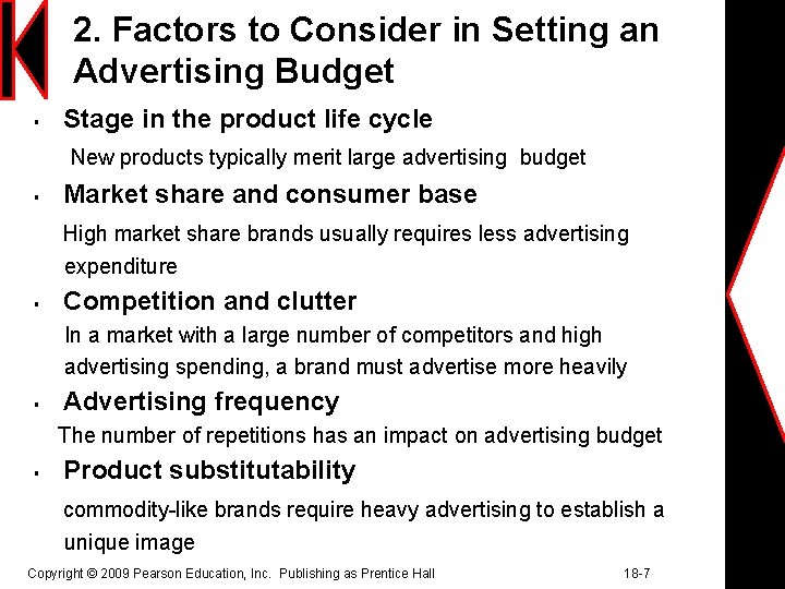 2. Factors to Consider in Setting an Advertising Budget Stage in the product life