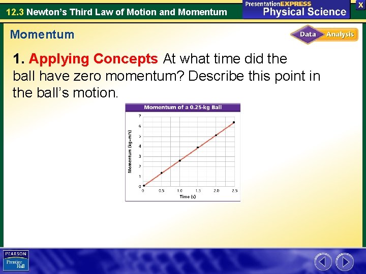 12. 3 Newton’s Third Law of Motion and Momentum 1. Applying Concepts At what