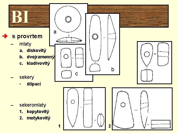 BI è s provrtem – a mlaty a. diskovitý b. dvojramenný c. kladivovitý –