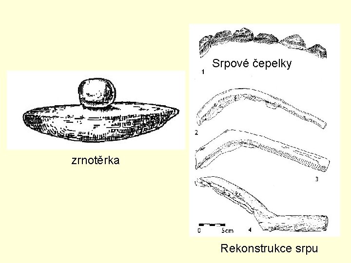 Srpové čepelky zrnotěrka Rekonstrukce srpu 