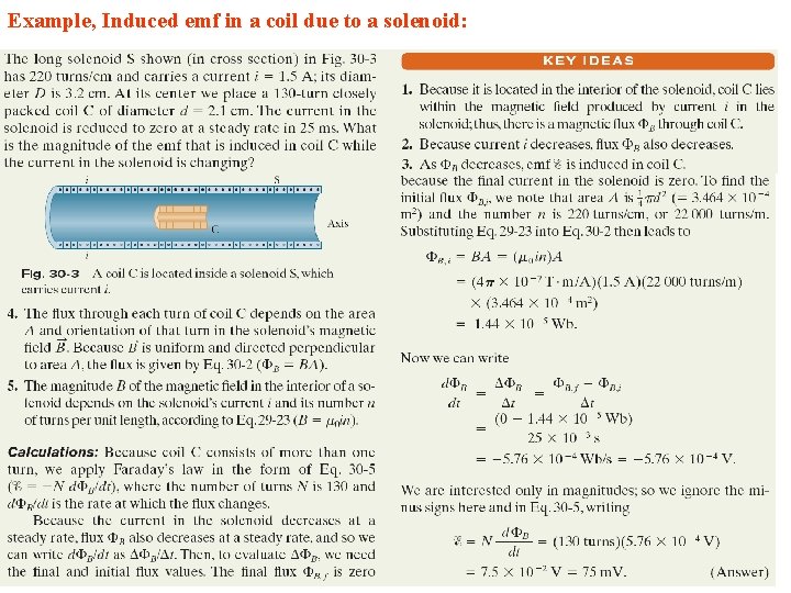 Example, Induced emf in a coil due to a solenoid: 