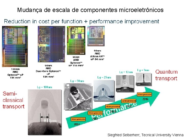 Mudança de escala de componentes microeletrônicos Siegfried Selberherr, Tecnical University Vienna 