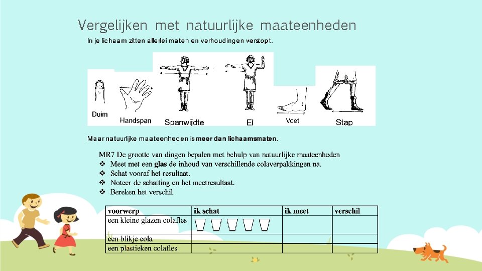 Vergelijken met natuurlijke maateenheden 