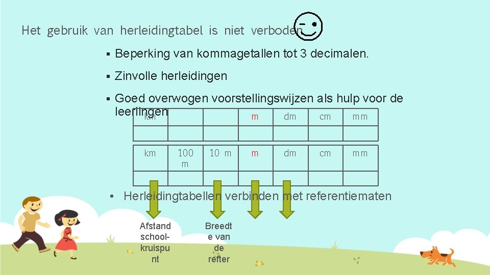 Het gebruik van herleidingtabel is niet verboden § Beperking van kommagetallen tot 3 decimalen.