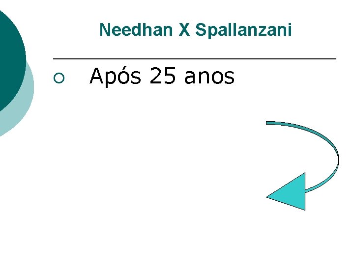 Needhan X Spallanzani ¡ Após 25 anos Needhan X Spallanzani ¡ Após 25 anos