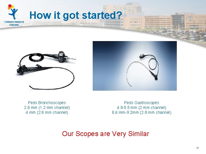 How it got started? Peds Bronchoscopes 2. 8 mm (1. 2 mm channel) 4