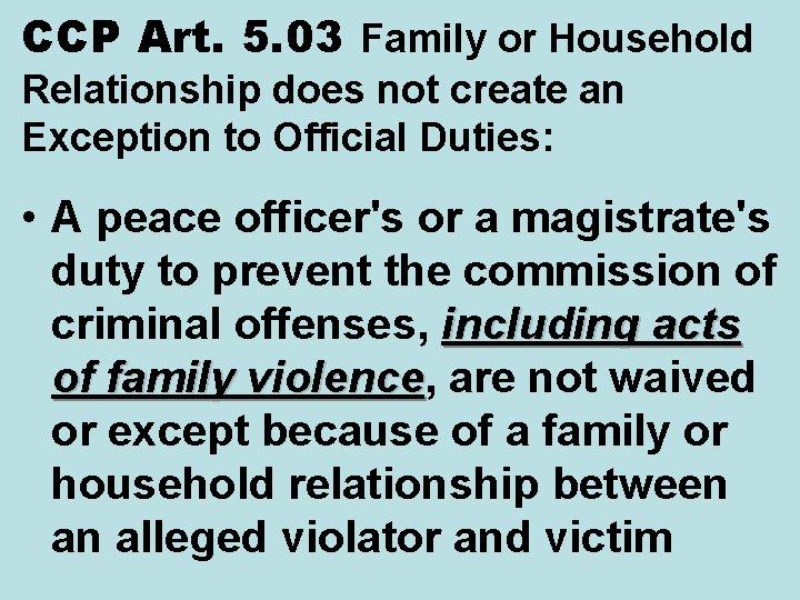 CCP Art. 5. 03 Family or Household Relationship does not create an Exception to