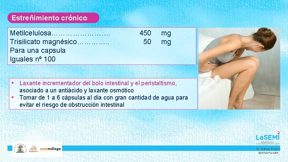 Estreñimiento crónico Metilcelulosa…………………. … Trisilicato magnésico…………. . Para una capsula Iguales nº 100 450