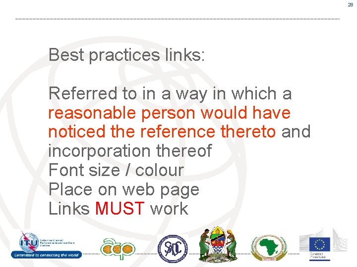 28 Best practices links: Referred to in a way in which a reasonable person