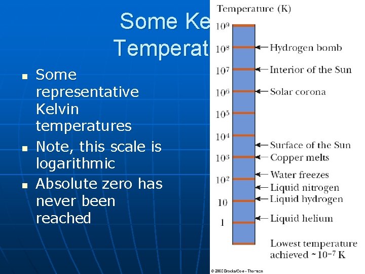 Some Kelvin Temperatures n n n Some representative Kelvin temperatures Note, this scale is