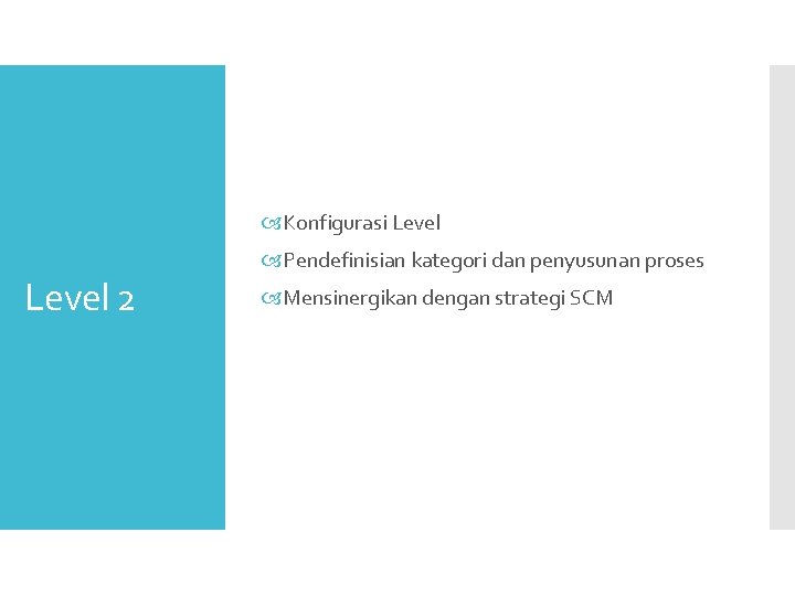  Konfigurasi Level 2 Pendefinisian kategori dan penyusunan proses Mensinergikan dengan strategi SCM 