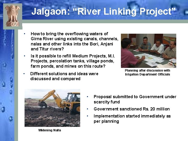 Jalgaon: “River Linking Project” • How to bring the overflowing waters of Girna River