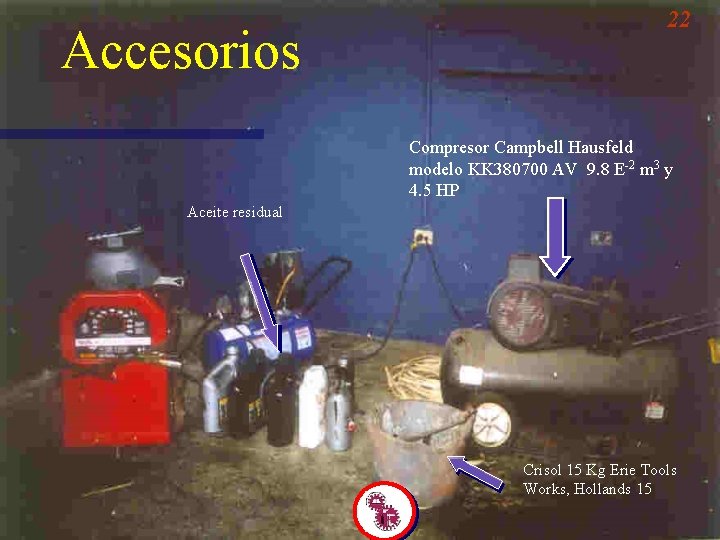 Accesorios 22 Compresor Campbell Hausfeld modelo KK 380700 AV 9. 8 E-2 m 3