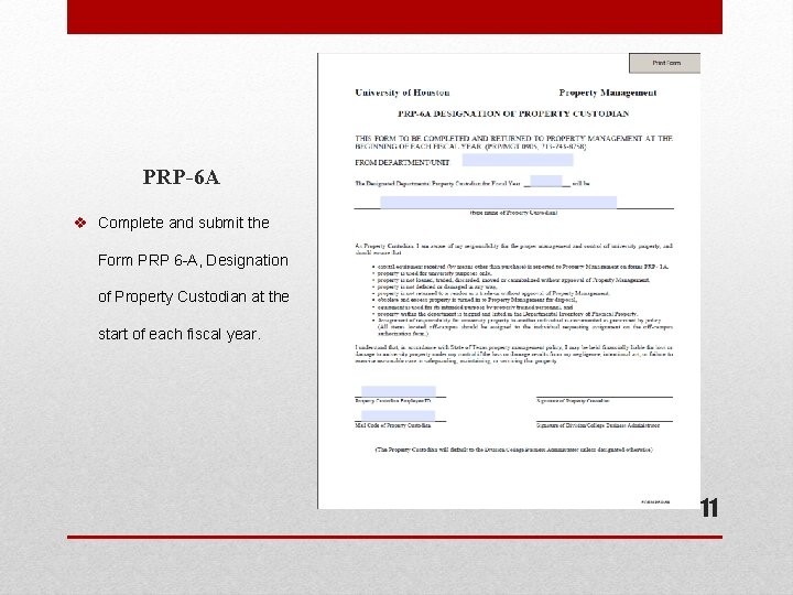 PRP-6 A v Complete and submit the Form PRP 6 -A, Designation of Property