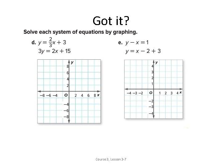 Got it? Course 3, Lesson 3 -7 