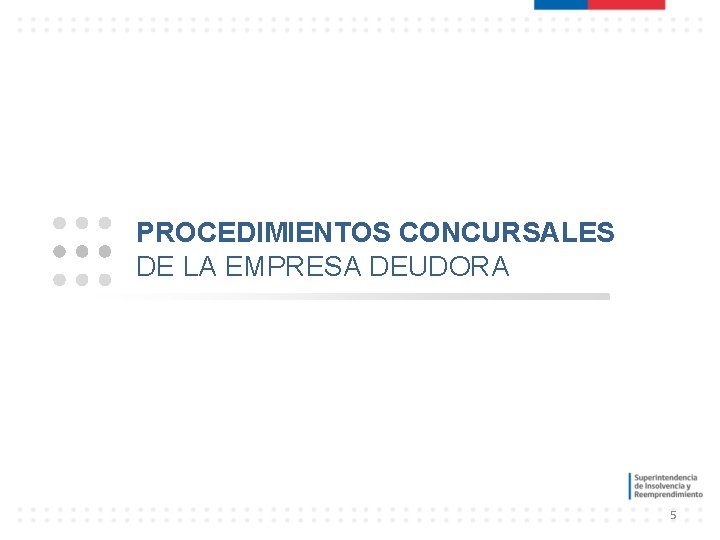 PROCEDIMIENTOS CONCURSALES DE LA EMPRESA DEUDORA 5 PROCEDIMIENTOS CONCURSALES DE LA EMPRESA DEUDORA 5