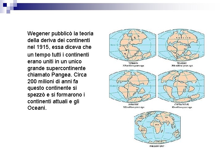 Wegener pubblicò la teoria della deriva dei continenti nel 1915, essa diceva che un