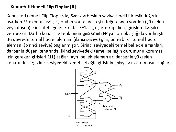 Kenar tetiklemeli Flip Floplar [R] Kenar tetiklemeli Flip Floplarda, Saat darbesinin seviyesi belli bir