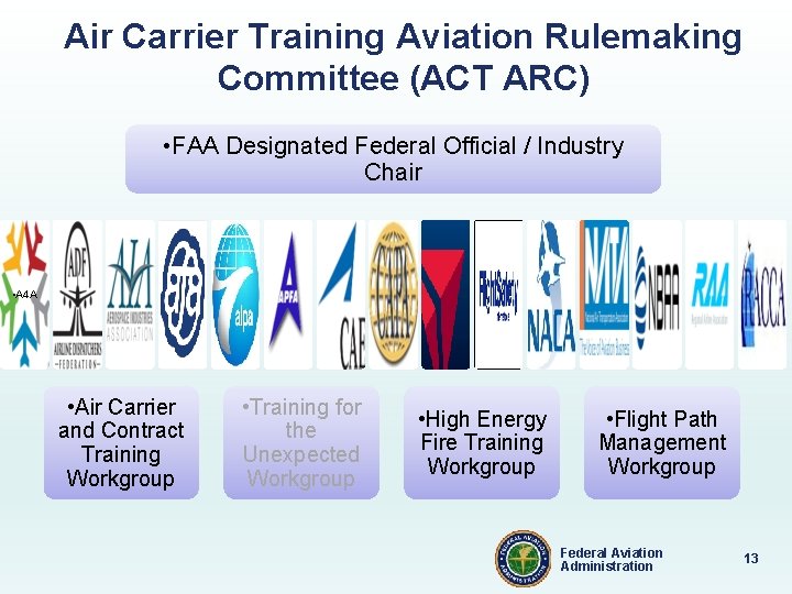 Air Carrier Training Aviation Rulemaking Committee (ACT ARC) • FAA Designated Federal Official /