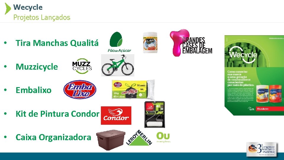 Wecycle Projetos Lançados • Tira Manchas Qualitá • Muzzicycle • Embalixo • Kit de