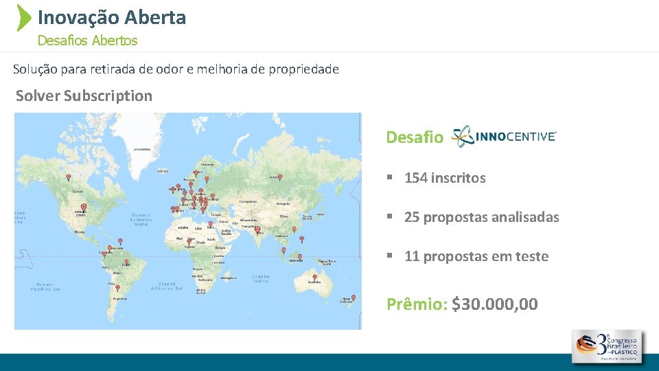 Inovação Aberta Desafios Abertos Solução para retirada de odor e melhoria de propriedade Solver