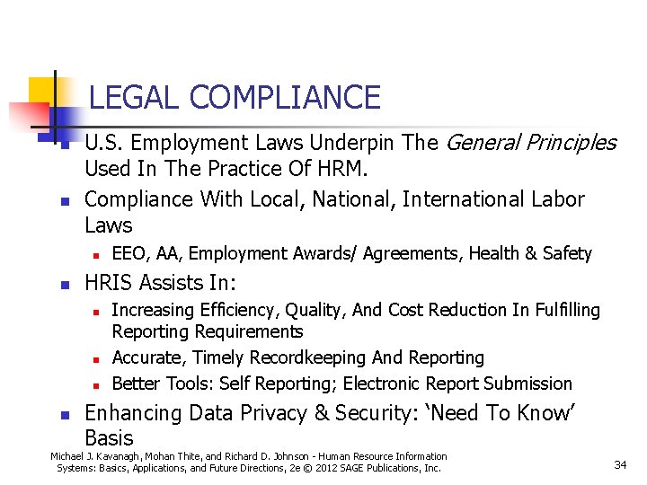 LEGAL COMPLIANCE n n U. S. Employment Laws Underpin The General Principles Used In LEGAL COMPLIANCE n n U. S. Employment Laws Underpin The General Principles Used In