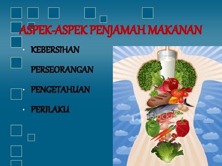 ASPEK-ASPEK PENJAMAH MAKANAN • KEBERSIHAN PERSEORANGAN • PENGETAHUAN • PERILAKU Vilda Ana VS 