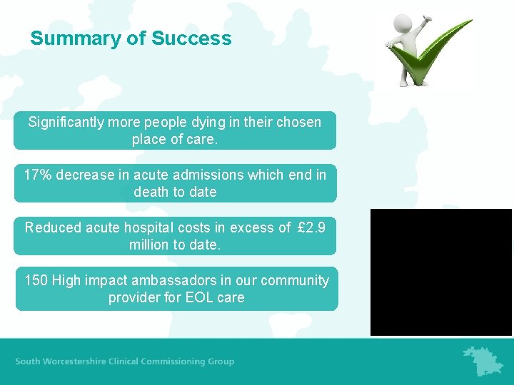 Summary of Success Significantly more people dying in their chosen place of care. 17%