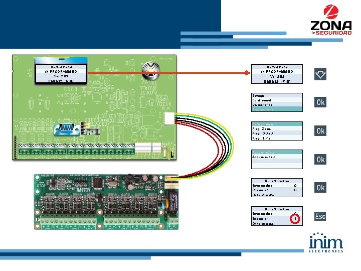 Control Panel IN PROGRAMMING Ver: 2. 03 01/01/12 17: 45 Settings Disablement Maintenance Programming