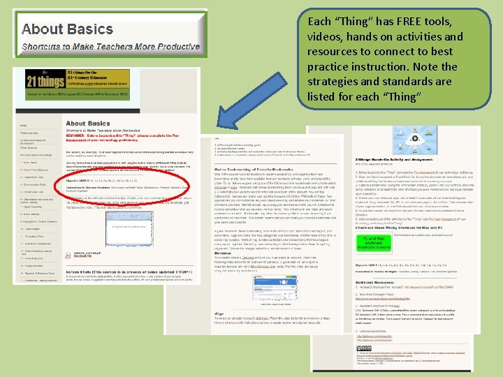 Each “Thing” has FREE tools, videos, hands on activities and resources to connect to
