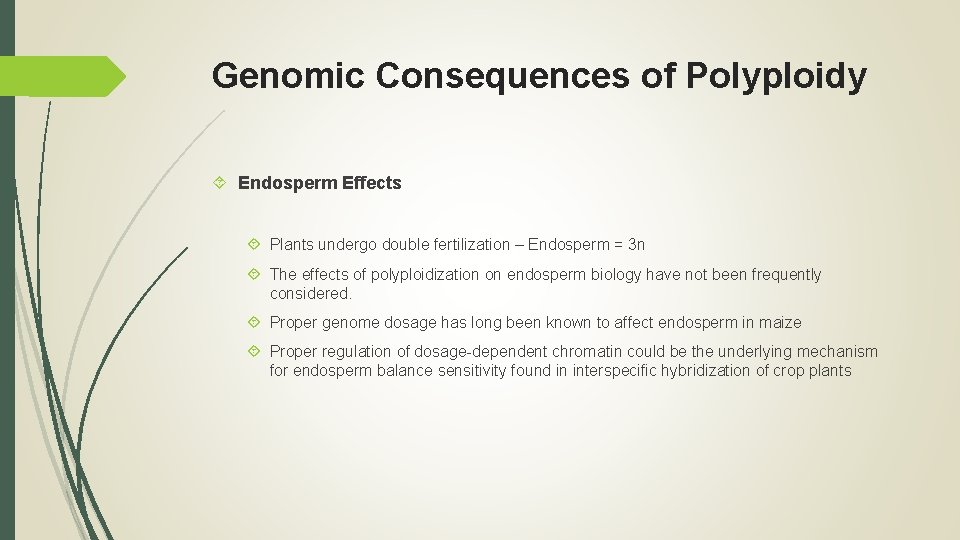 Genomic Consequences of Polyploidy Endosperm Effects Plants undergo double fertilization – Endosperm = 3