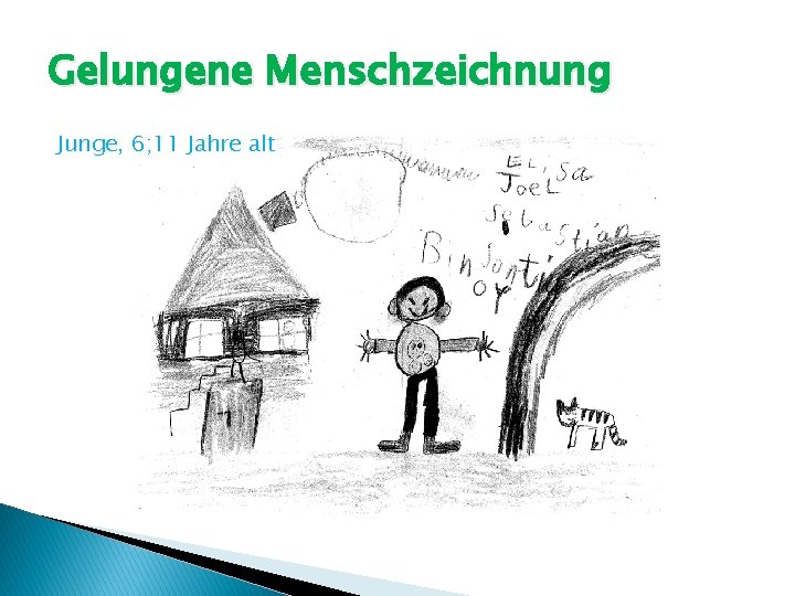 Gelungene Menschzeichnung Junge, 6; 11 Jahre alt 