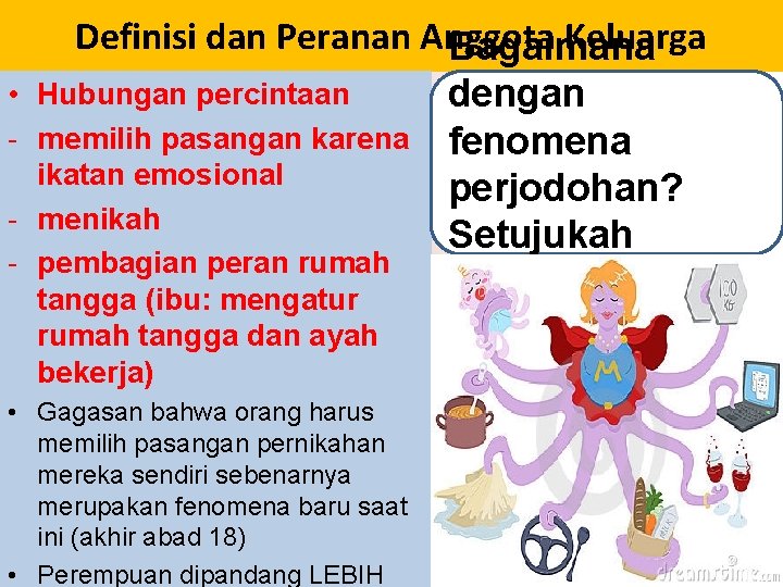  • - Definisi dan Peranan Anggota Keluarga Bagaimana Hubungan percintaan dengan memilih pasangan